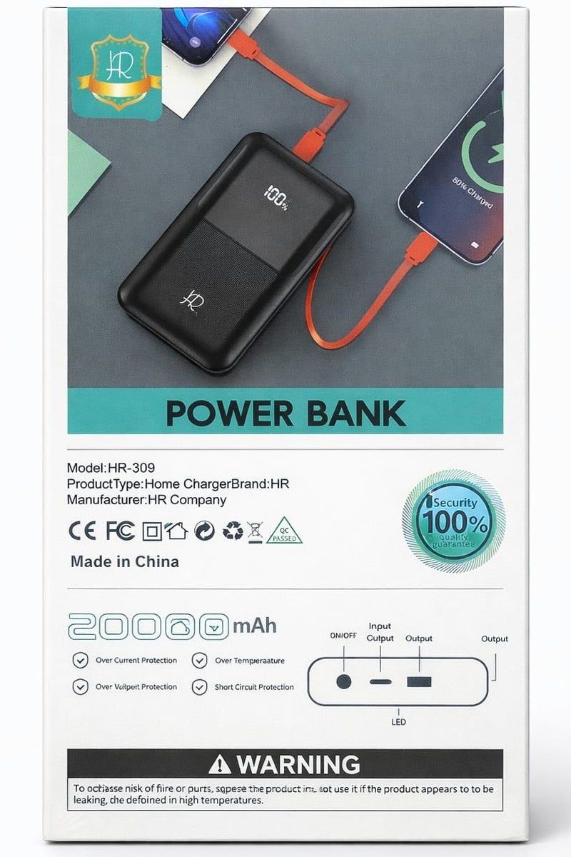HR Power Bank 20000mAh PD 22.5W Fast Charging with Digital Display – Model HR-309 - Image 3